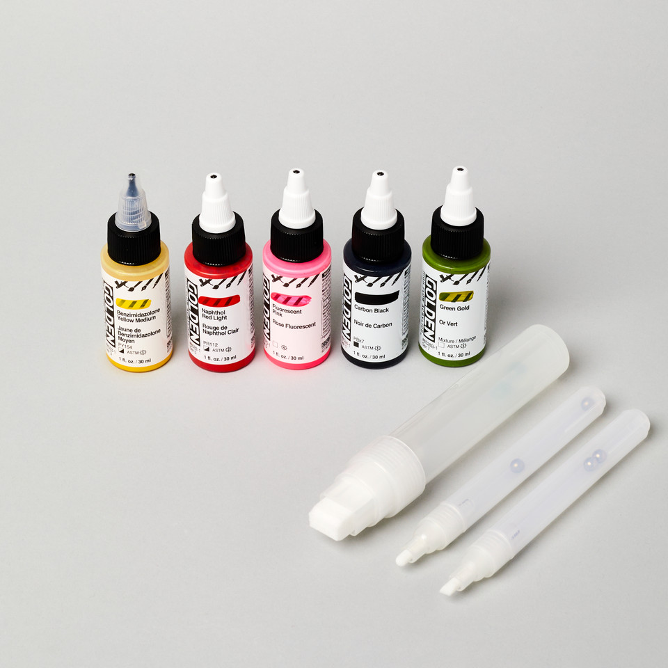Golden High Flow Empty Markers and Acrylic Ink 30ml Set