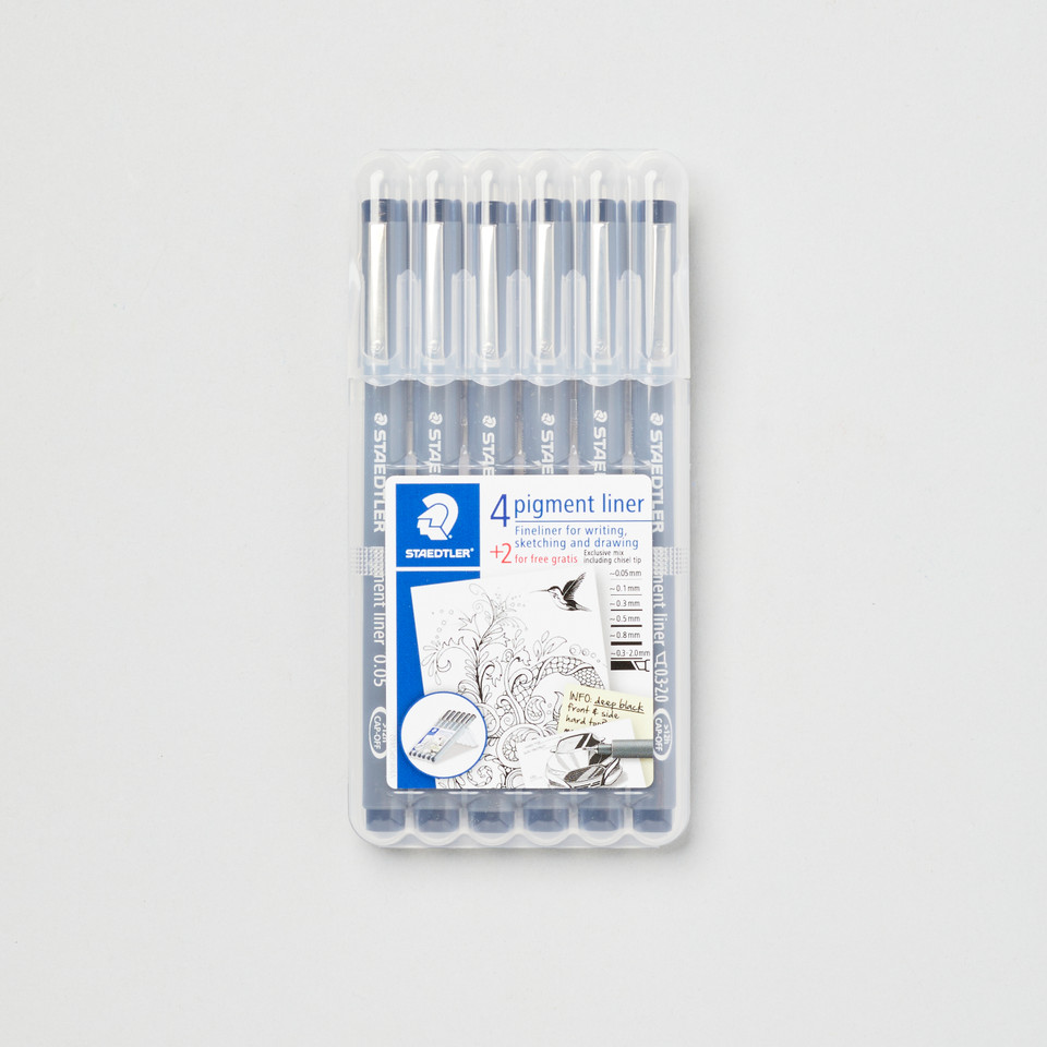 Staedtler Pigment Liner Set of 4 with 2 FREE Pens