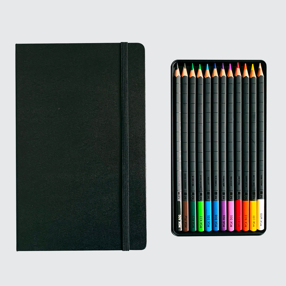 Moleskine Art Plus Large Sketchbook + Watercolour Pencils Set of 12