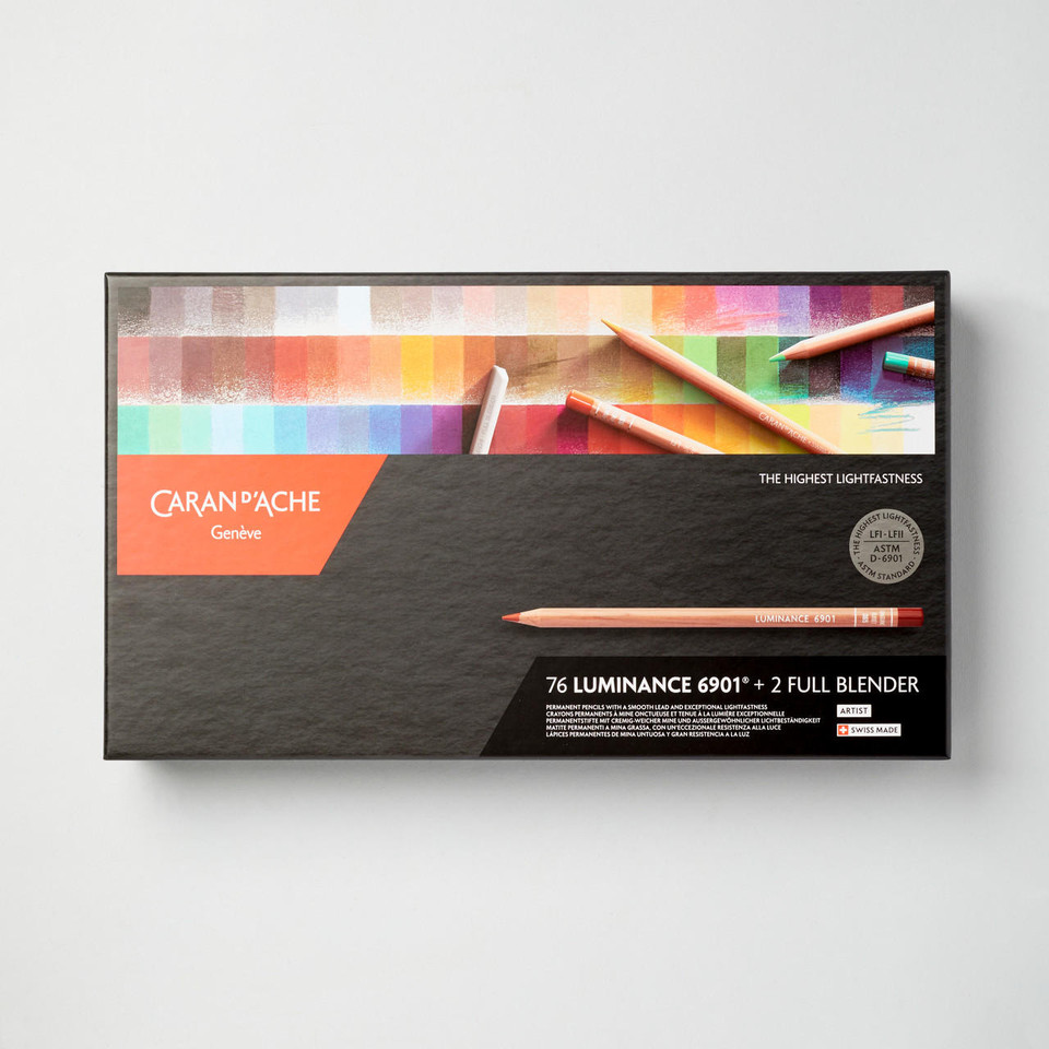 Caran D'ache Luminance 6901 Professional Colour Pencil Set of 76 + 2 Blenders