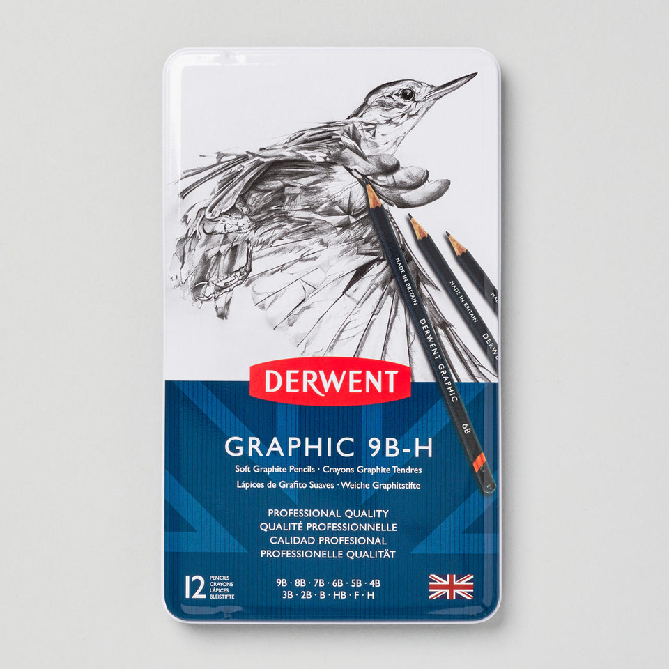 Derwent Graphic Soft Pencil 9B to H Set of 12